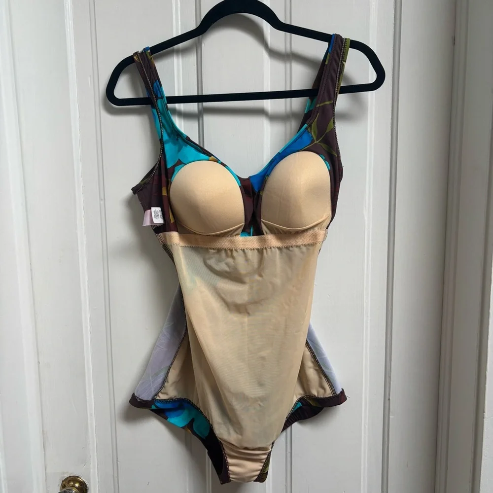Vintage 70s Rose Marie Reid Swimming Costume One Piece Swimsuit - Blue / Brown - Picture 5 of 8
